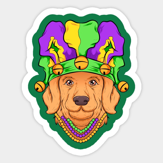 golden retriever mardi gras new orleans Sticker by the house of parodies